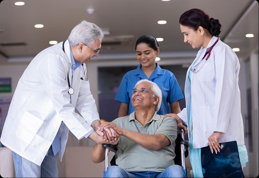 Doctor meeting with patients for research